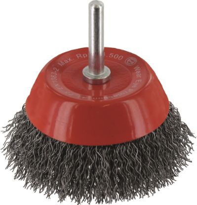 Afbeeldingen van ROTEC Komborstel op stift 6MM gegolfd staaldraad 75X0,3MM