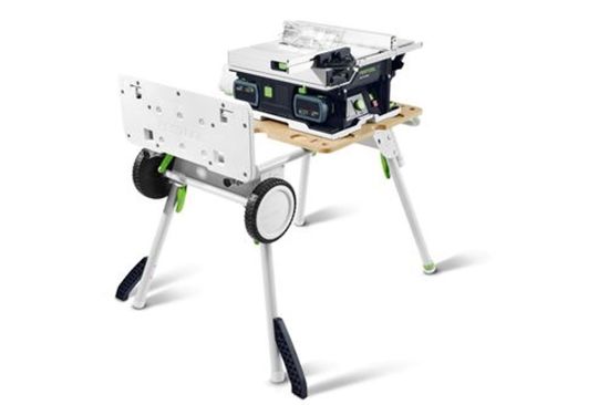 Afbeeldingen van FESTOOL Accu tafelcirkelzaag CSC SYS 50 EBI-Set 2x18V 5,0Ah met Onderstel inclusief accessoires