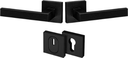 Afbeeldingen van OXLOC Veiligheidsdeurkruk + rozet L Metro RVS zwart SKG***