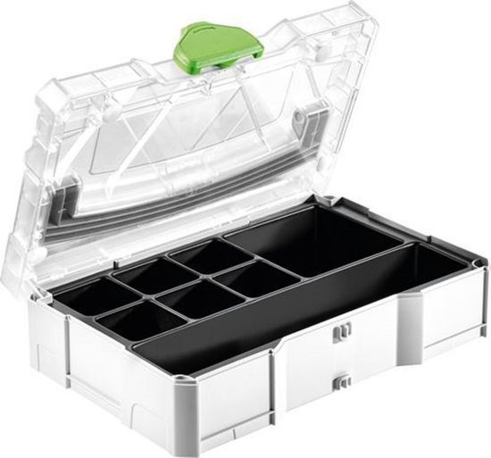 Afbeeldingen van FESTOOL MINI-Systainer T-LOC SYS-MINI 1 TL TRA UNI 265X171X71MM inclusief transparante afdekking en universeel inzetstuk