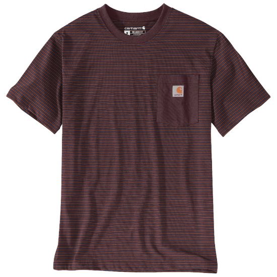 Afbeeldingen van CARHARTT T-shirt gestreept met zak 106145 port XL