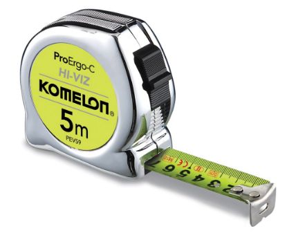 Afbeeldingen van KOMELON Rolmaat ProErgo-C Hi-Viz 5M 19MM staal/nylon gecoate band in ABS/chroom kast 2-zijdig bedrukt