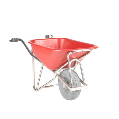 Afbeeldingen van MATADOR Kruiwagen aluminium PROFI-MAX Plus M-151-ALU CTWB HDPE bak rood 90L met breed lekvrij wiel