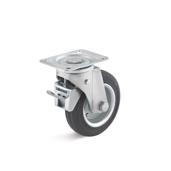 Afbeeldingen van Zwenkwiel REM massief rubber 120KG 140MM