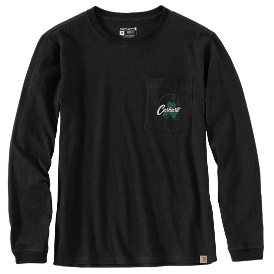 Afbeeldingen van CARHARTT T-shirt lange mouwen grafische klaver print dames 105624 zwart XS