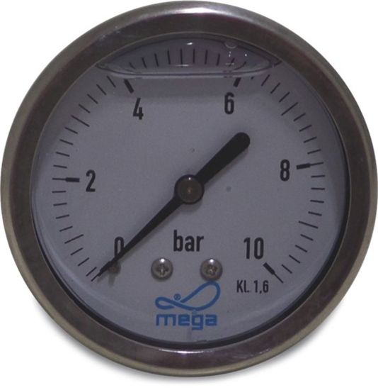 Afbeeldingen van PROFEC Manometer type droog zwart achteraansluiting ¼" 63MM buitendraad 0-25bar