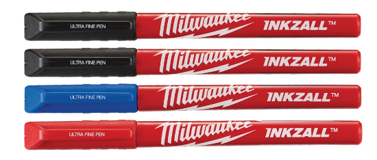 Afbeeldingen van MILWAUKEE Marker INKZALL ultrafijne punt zwart/rood/blauw/groen 0,6MM 4x