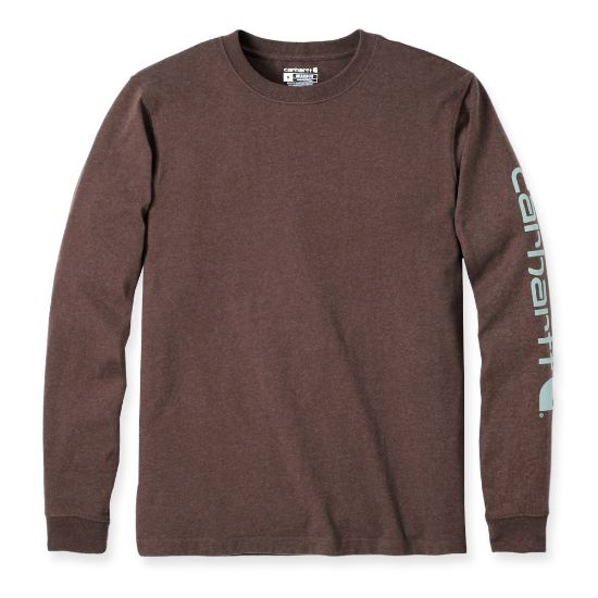 Afbeeldingen van CARHARTT T-shirt logo sleeve L/S EK231 mocha heather 2XL
