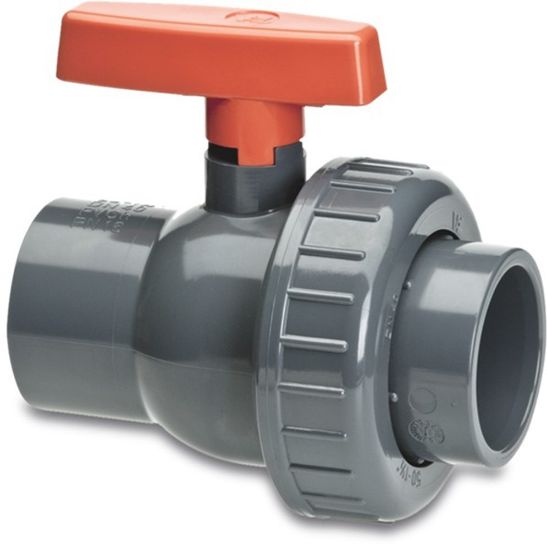 Afbeeldingen van VDL Kogelkraan PVC-U type EIL grijs 20MM lijmmof DN15 16bar