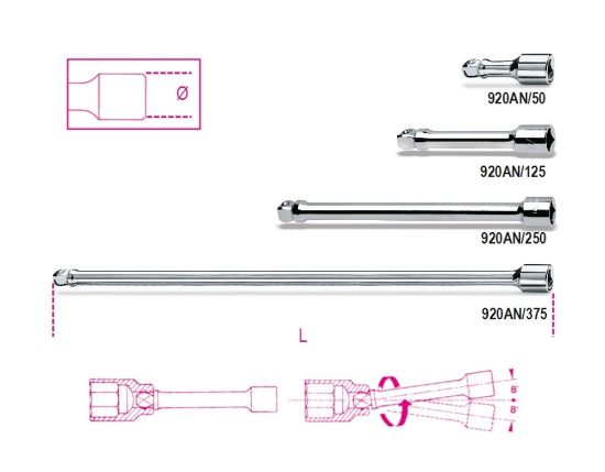 Afbeeldingen van BETA Verlengstuk ½" zwenkbaar 375MM 920AN/375