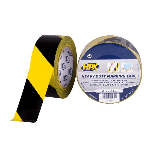 Afbeeldingen van HPX Zelfklevende hoogwaardige markeringstape geel/zwart 48MM 33M
