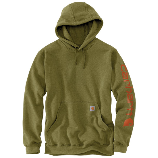 Afbeeldingen van CARHARTT Hoodie logo sleeve K288 true olive heather S