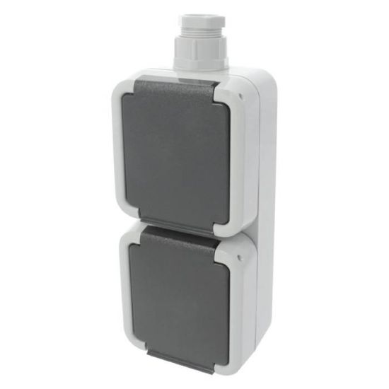 Afbeeldingen van PEHA Opbouw stopcontact WCD IP44 RA dubbel verticaal
