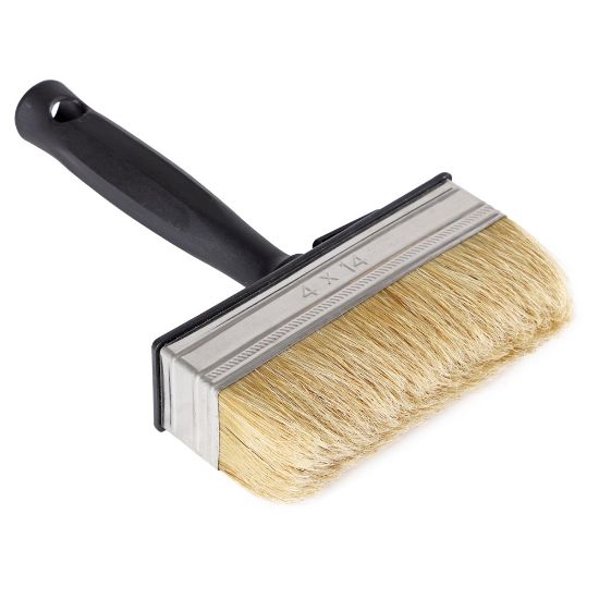 Afbeeldingen van COPENHAGEN PRO Wegwerp blokwitter wit Chinees varkenshaar met kunststof steel 4X14CM