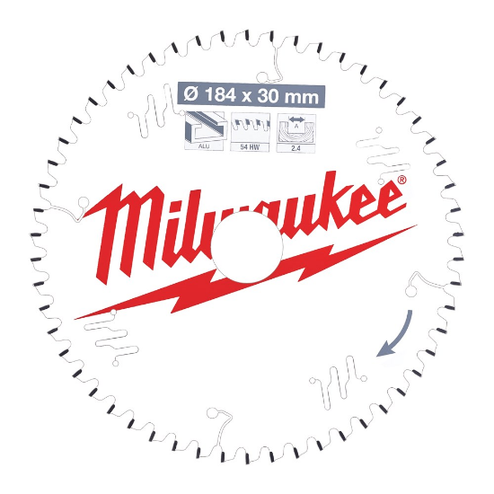 Afbeeldingen van MILWAUKEE Cirkelzaagblad P ALU 184X30X2,4MM TF 54T -5°