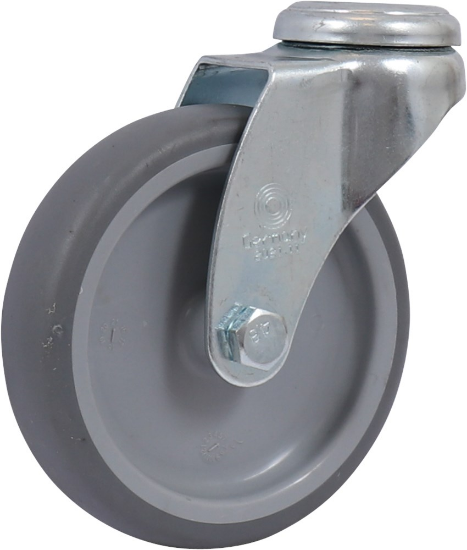 Afbeeldingen van KELFORT Zwenkwiel grijs EV rubber + boutgat 100MM