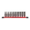 Afbeeldingen van MILWAUKEE Doppenset SHOCKWAVE ¼" lang op rail 12x