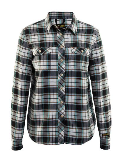 Afbeeldingen van BLÅKLÄDER Overhemd dames flanel 3209 zwart/Off-white S