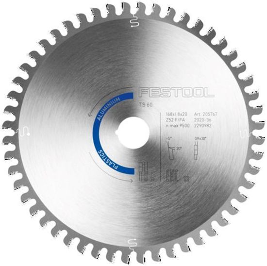 Afbeeldingen van FESTOOL Cirkelzaagblad ALUMINIUM/PLASTICS HW 168X1,8X20MM F/FA52