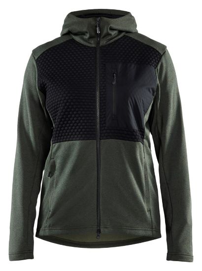 Afbeeldingen van BLÅKLÄDER Hoodie dames met hele rits 3542 herfstgroen/zwart 3XL