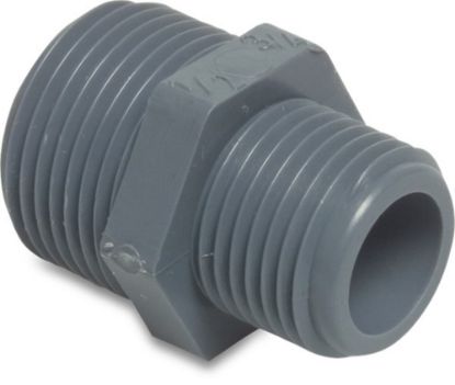 Afbeeldingen van Verloopnippel PP grijs ½"X⅜" buitendraad 10bar