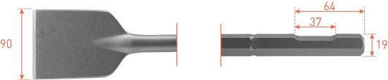 Afbeeldingen van ROTEC Asfaltbeitel zeskant 19 met uitsparing 90X400MM