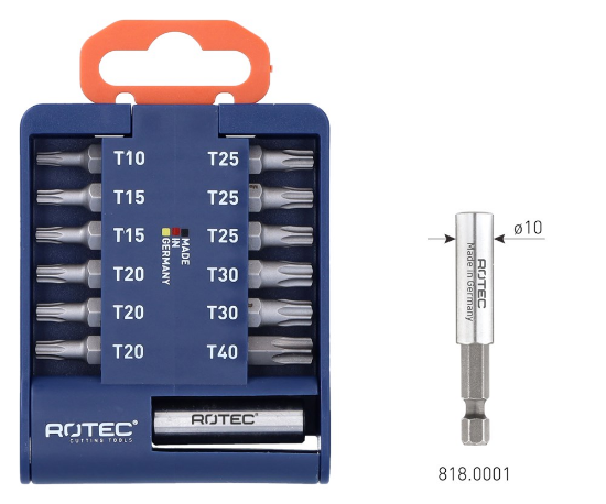 Afbeeldingen van ROTEC Bitclip PRO inclusief bithouder bits PH, PZ en T 13-delig BASIC