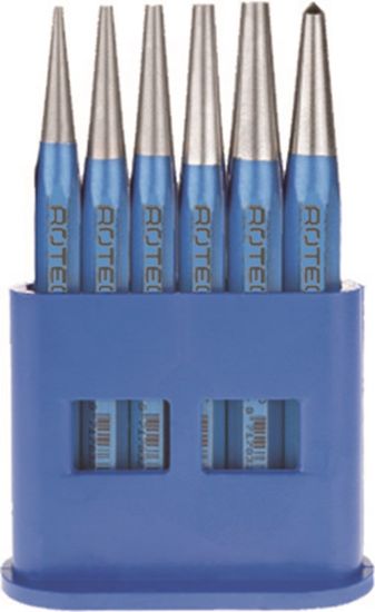 Afbeeldingen van ROTEC Doorslagenset 219 6-delig in pvc standaard