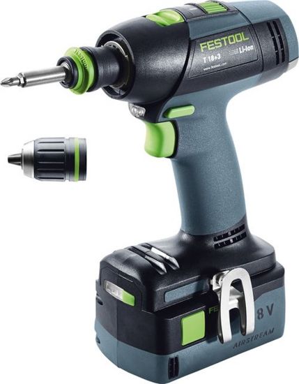 Afbeeldingen van FESTOOL Accu schroefboormachine T 18+3 HPC4,0 I-Plus 18V 4,0Ah inclusief accupack 4,0Ah en snellader
