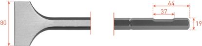 Afbeeldingen van ROTEC Spadebeitel zeskant 19 met uitsparing 80X350MM