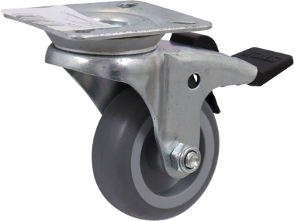 Afbeeldingen van KELFORT Zwenkwiel gr EV rubber bev. plaat + rem 50MM