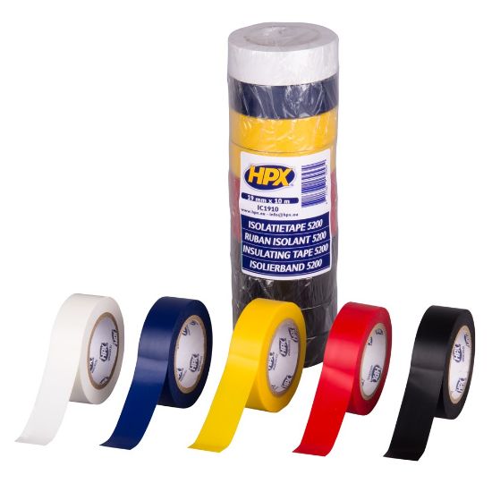 Afbeeldingen van HPX Isolatietape PVC set gemengd 19MM 10M 10x