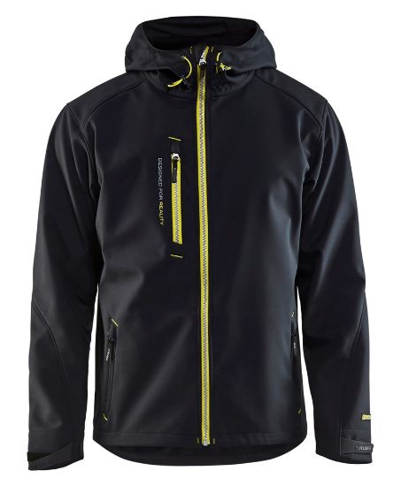 Afbeeldingen van BLÅKLÄDER Softshell jack 4949 zwart/High Vis geel 3XL