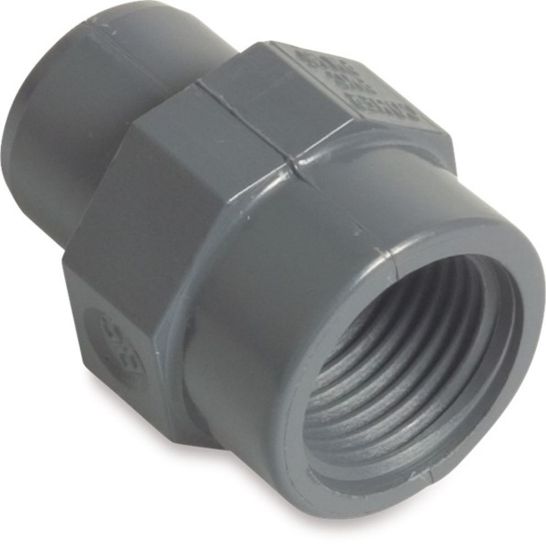 Afbeeldingen van PROFEC Inzetstuk PVC-U grijs 1"X1" lijmspie/binnendraad 10bar