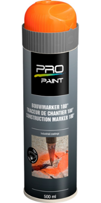 Afbeeldingen van PRO-PAINT Bouwmarker 180° fluor oranje 500ML