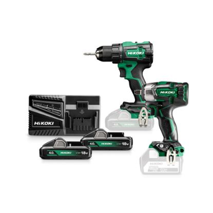 Afbeeldingen van HIKOKI KC18DE WFZ, DS18DE ACCU BOOR-SCHROEFMACHINE 70 Nm en WR18DBDL2  ACCU MOERAANZETTER 1/2" 18V, BL, 305 Nm, IP56, MV, 2x 18V 4,0Ah in HSC III