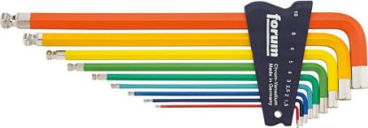 Afbeeldingen van FORUM Inbussleutelset kogelkop DIN911L gelakt 1,5-10MM 9x