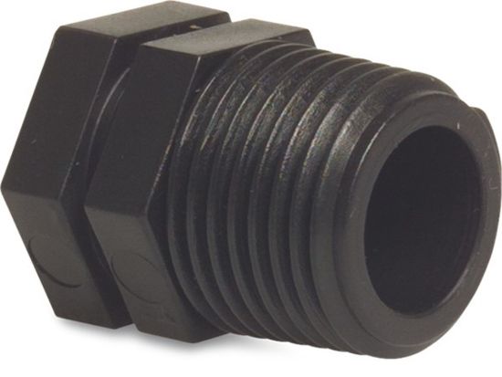 Afbeeldingen van Plug PP zwart 1" buitendraad 10bar