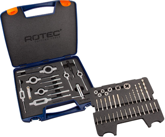 Afbeeldingen van ROTEC Handtappen- snijplaten- en borenset 45-delig M3-M12