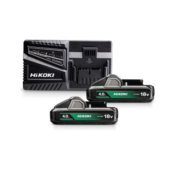 Afbeeldingen van HIKOKI Powerpack 18V UC18YFSLWEZ bevat lader UC18YFSL en 2x BSL1840M