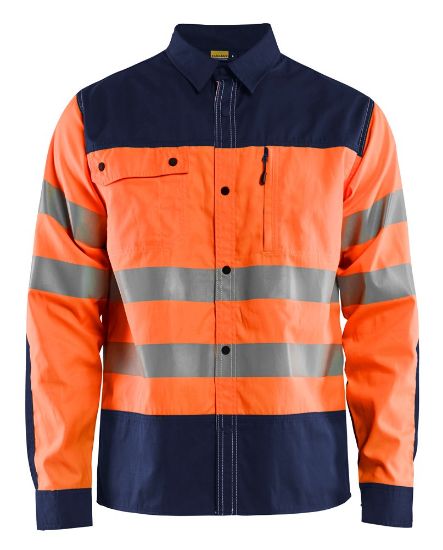 Afbeeldingen van BLÅKLÄDER Overhemd 3255 High Vis oranje/marineblauw M