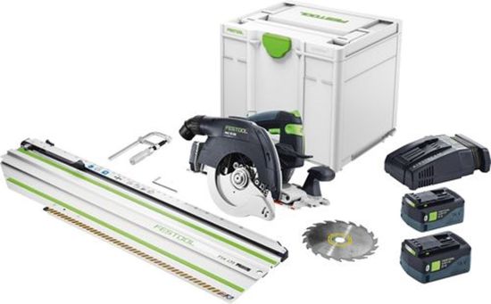 Afbeeldingen van FESTOOL Accu handcirkelzaag HKC 55 5,0 EBI-Set-FSK420 18V 5,0Ah inclusief afkortrail in Systainer 