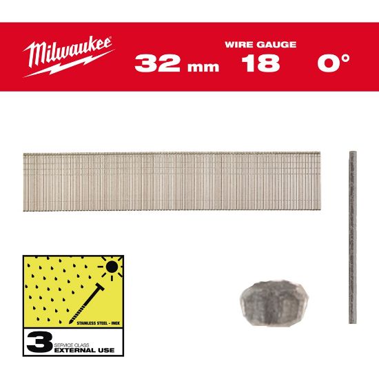 Afbeeldingen van MILWAUKEE Nagels brad INOX 18G 32MM SC3 5000x