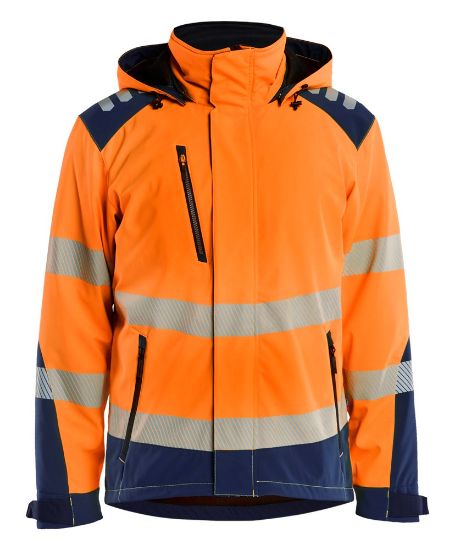 Afbeeldingen van BLÅKLÄDER Softshell winterjas lichtgewicht 4400 High Vis oranje/marineblauw L