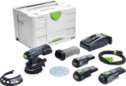 Afbeeldingen van FESTOOL Accu excenterschuurmachine ETSC 125 3,0 I-Set 18V 3,0Ah met adapter inclusief accupack 3,0Ah en snellader