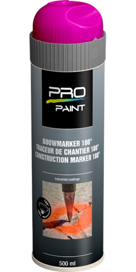 Afbeeldingen van PRO-PAINT Bouwmarker 180° fluor rose 500ML