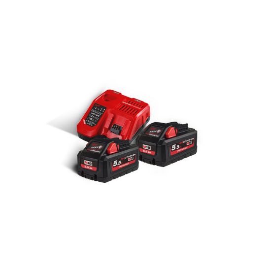 Afbeeldingen van MILWAUKEE Accu NRG pakket grote capaciteit 2X5,5Ah + M12 3,0Ah + M12-18 snellader M18HNRG-552