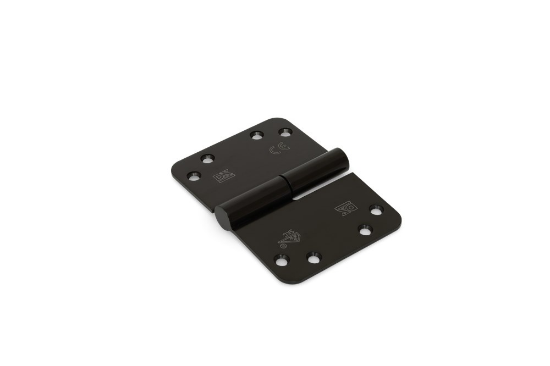 Afbeeldingen van DX Kogelstiftpaumelle links ronde hoeken SKG ***® RVS geborsteld zwart 125X89MM