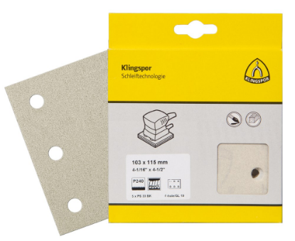 Afbeeldingen van Schuurpapiervel PS33BK met klittenband 103X115MM K180 stansvorm GL19 in DIY verpakking