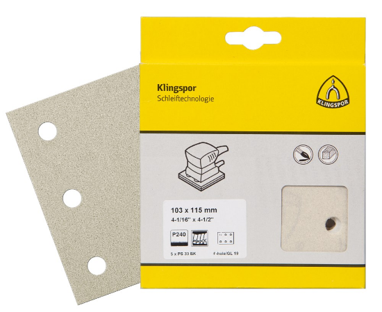 Afbeeldingen van Schuurpapiervel PS33BK met klittenband 103X115MM K320 stansvorm GL19 in DIY verpakking